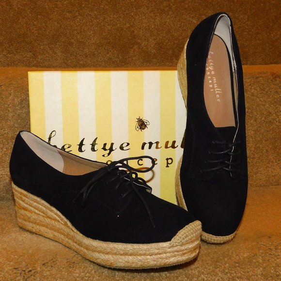 NIB $100+ Black Suede BETTYE MULLER Regina Espadrilles 9 1/2 - Picture 2 of 5